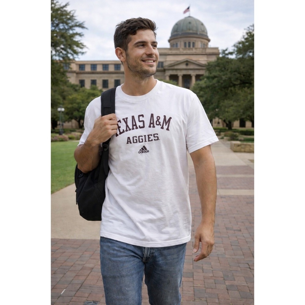 Adidas Texas A&M Aggies White T‎ Shirt Burgundy Logo Short Sleeve 2XL